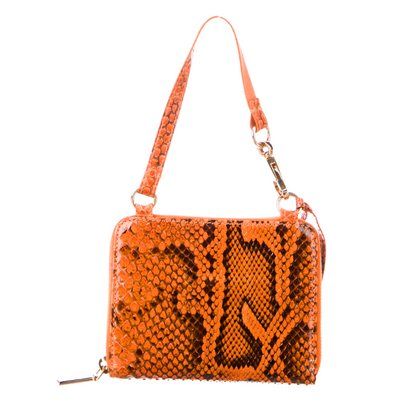 D&G Orange Snakeskin Mini Wristlet Wallet with Top Handle & Charms