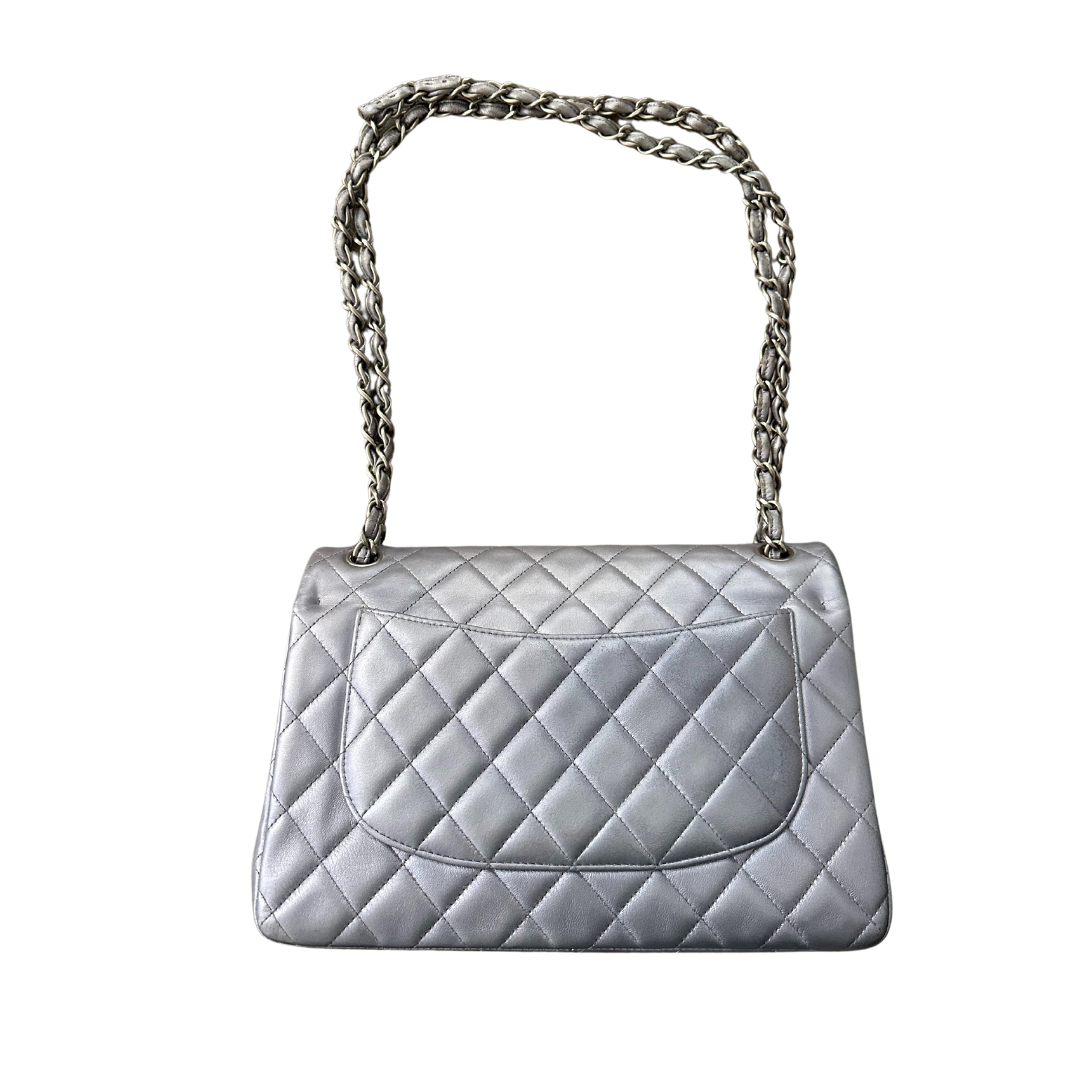 Chanel Jumbo Classic Double Flap Bag in Metallic Silver