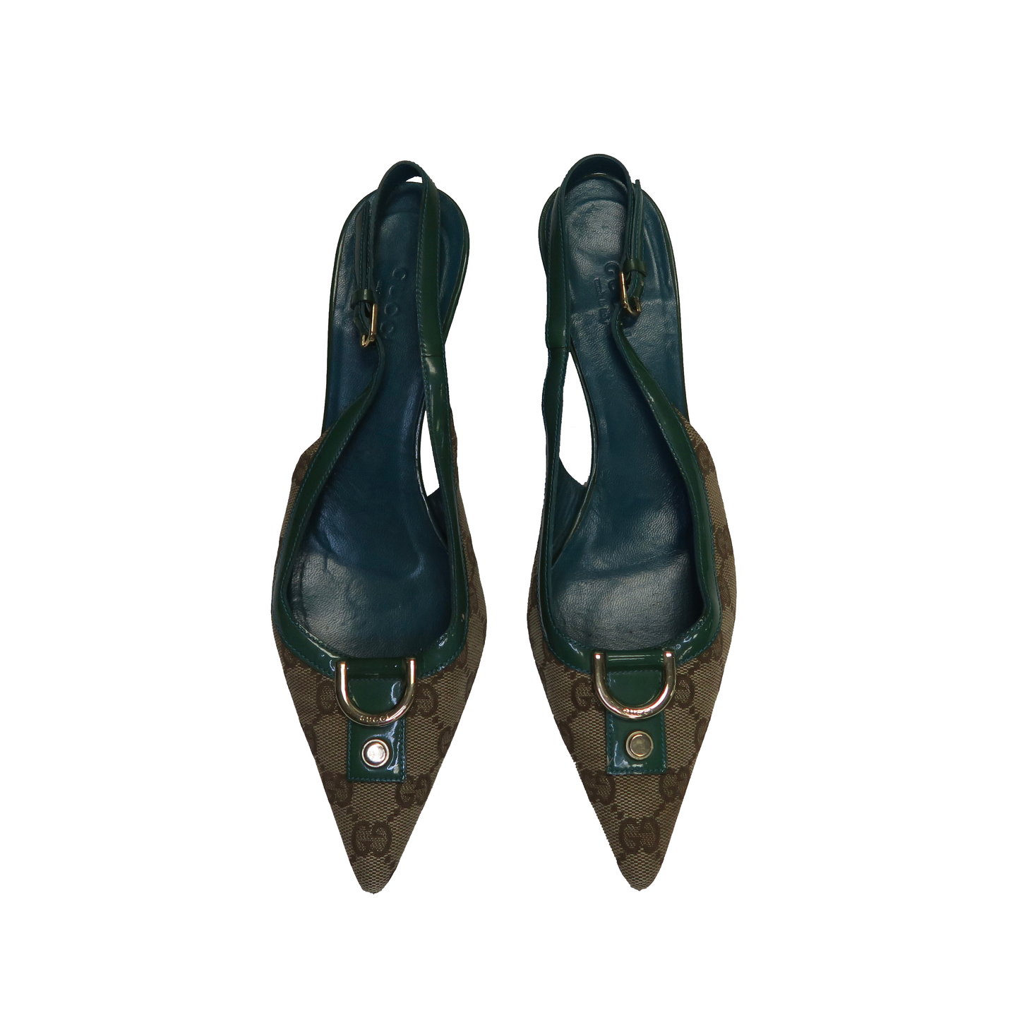 Gucci Monogram Slingback Kitten Heels